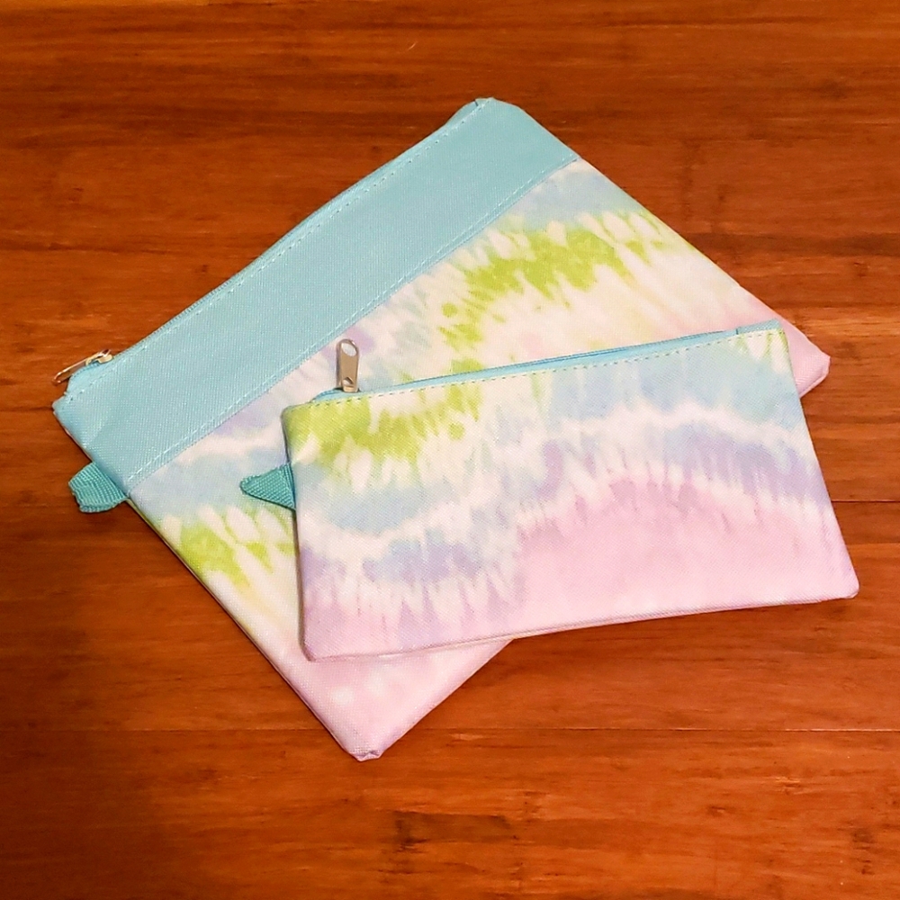 Pastel Tie Dye tablet and accessory bags